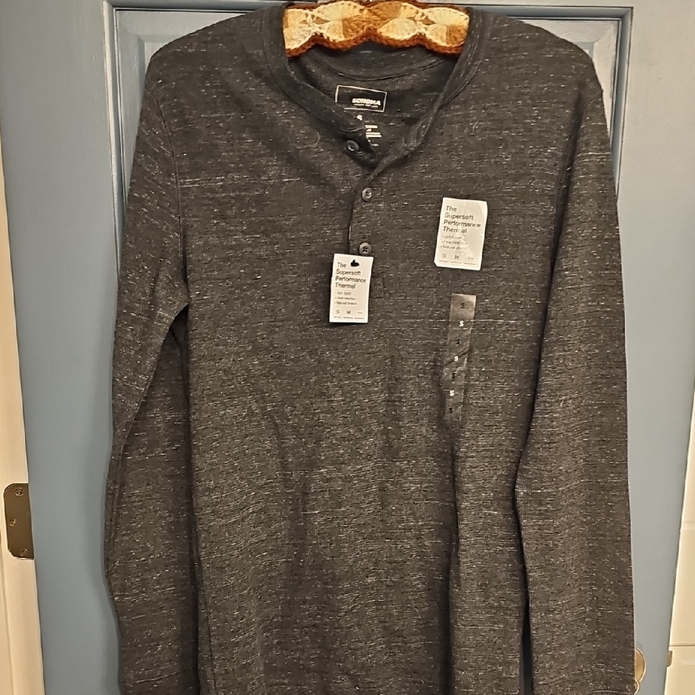 NWT Sonoma Gray Long Sleeve Tee Casual Comfort Men Heat Tention SHIRT